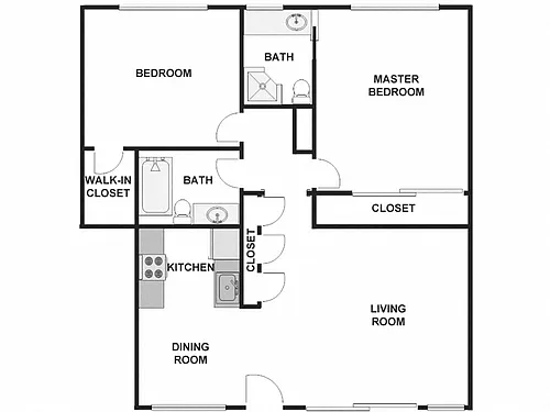 Floor plan 2 Bed / 2 Bath: Type D