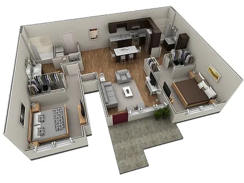 Floor plan 2 BR Grand Courtyard