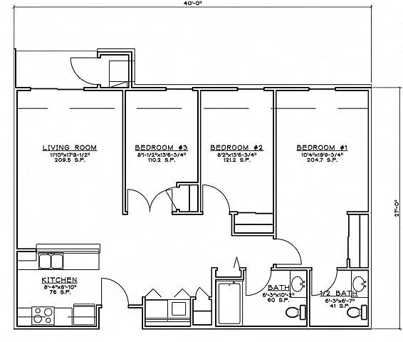 Floor plan 3 Bedroom Unit