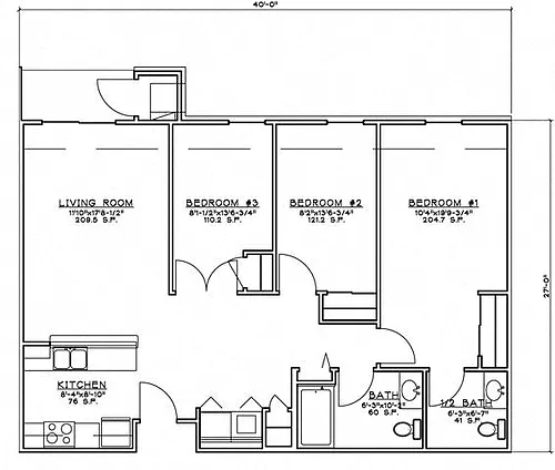 Floor plan 3 Bedroom Unit