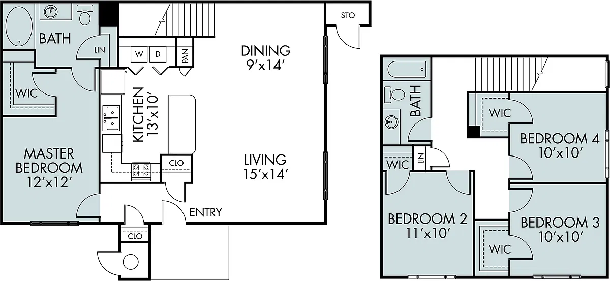 Floor plan D1 | 4 Bed | 2 Bath