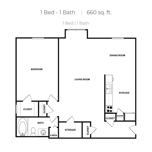 Floor plan 1 Bedroom - Renovated