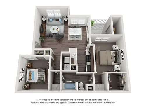 Floor plan 2 Bedroom 1 Bath 908