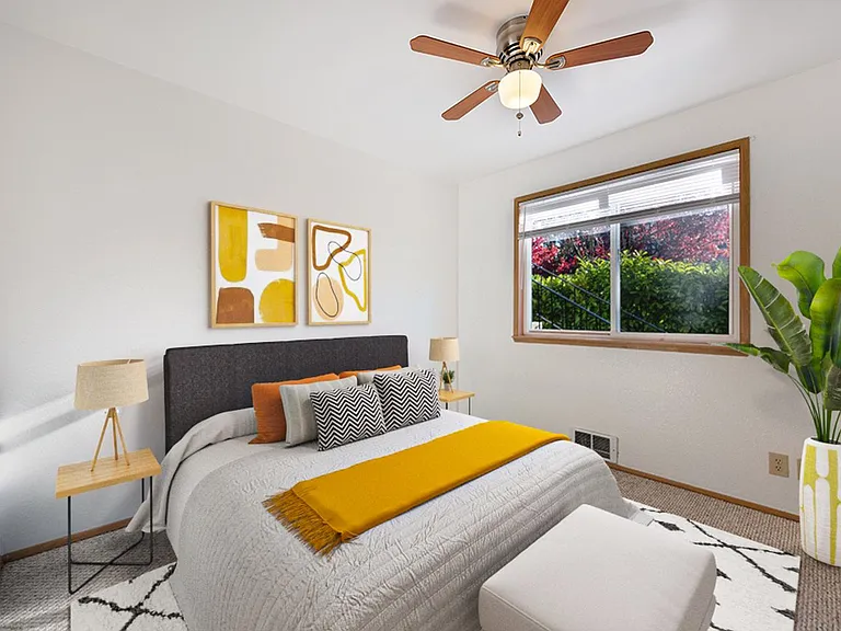 Bedroom 6. This image shows a virtually furnished space. Bedrooms come unfurnished.