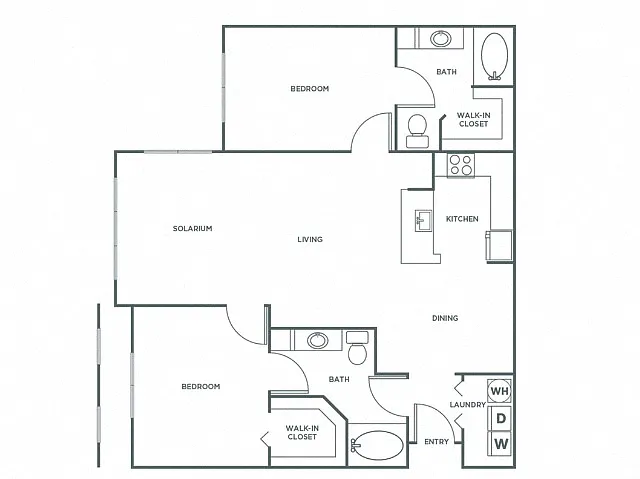 Floor plan Two Bedroom Two Bath (1234 SF)
