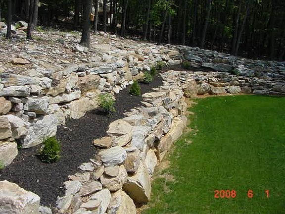 Stone walls in back