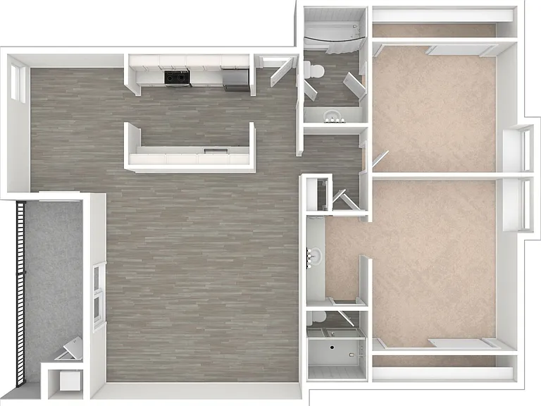 2 BD / 2 BA - 1,100 SF