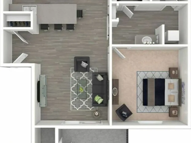 Discover your ideal modern living space with this stylish one-bedroom floor plan. Discover your ideal modern living space with this stylish one-bedroom floor plan.