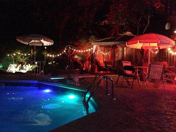 Inground Pool At Night