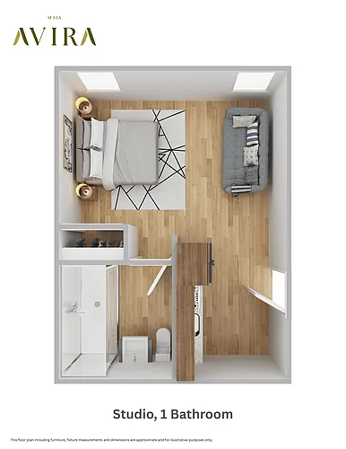 Floor plan Studio 1 Bathroom (Type A1+A2)