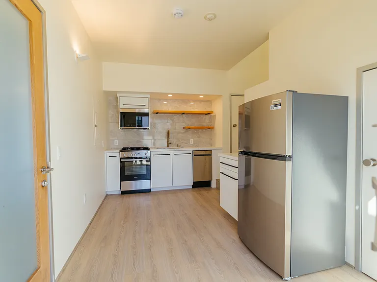 Full view of the kitchen from the patio.