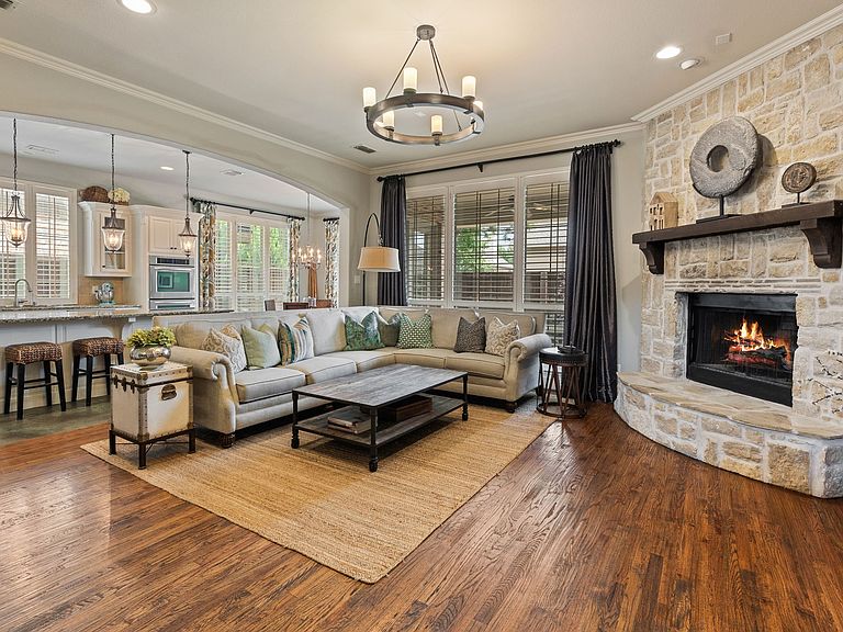 Expansive kitchen with an 8.5-foot center island and custom cabinetry