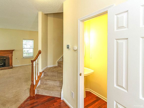 Wood flooring in entry and powder room