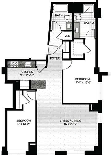Floor plan 2 Bedrooms O