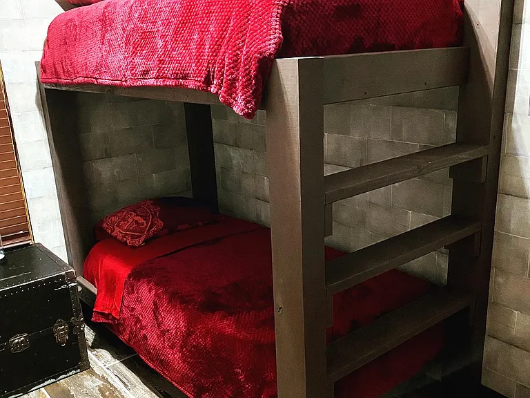 Custom built twin sized bunk beds.