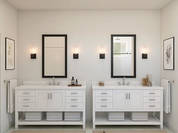 Primary bath with dual vanities