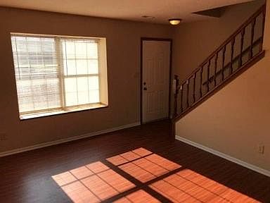 Front door and living room.