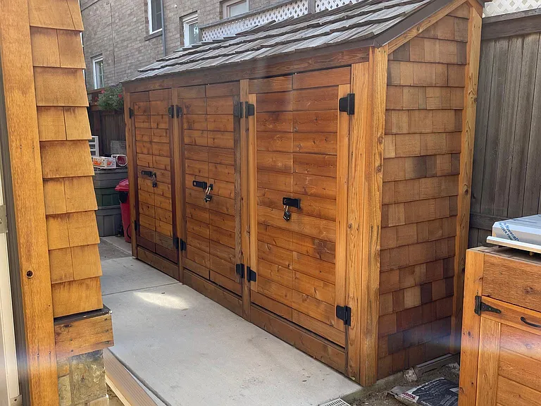 Storage shed with locks
