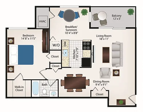 Floor plan 1 Bed 1 Bath