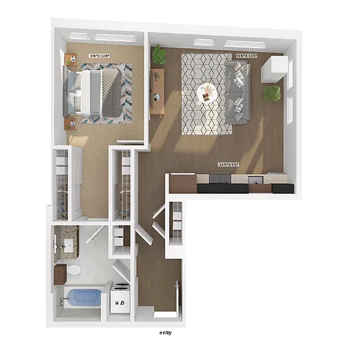 Floor plan 1 Bedroom 11D