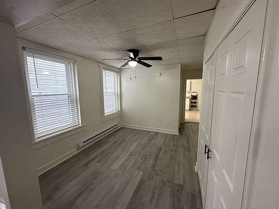 Dining room with coat closet.