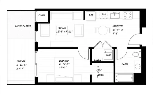 Floor plan 1 Bed E