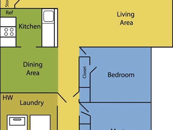 Woodscape Floor Plan for 2 Bedroom 1 Bath_08212023
