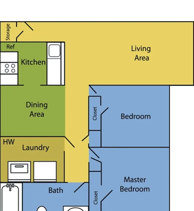 Woodscape Floor Plan for 2 Bedroom 1 Bath_11112024