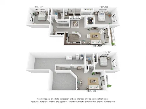 Floor plan Three Bedroom Townhome