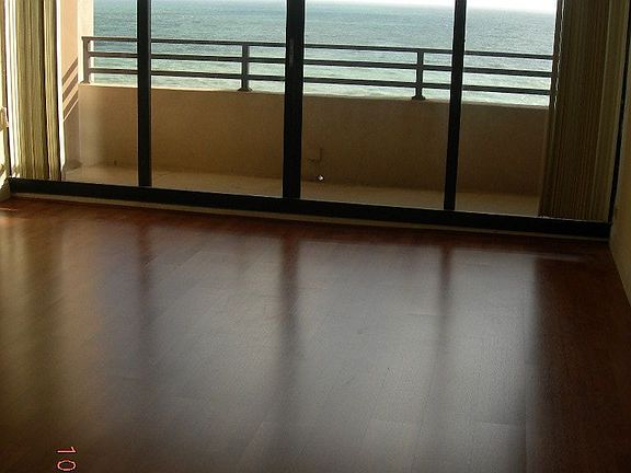 View from the living room- new wood floors