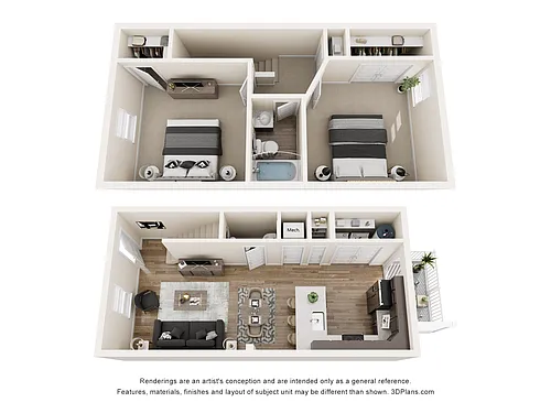 Floor plan 2 Bedroom, 1.5BA Townhome