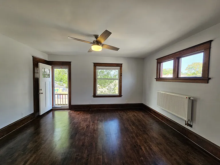 Dining room with view to connected upper front porch.