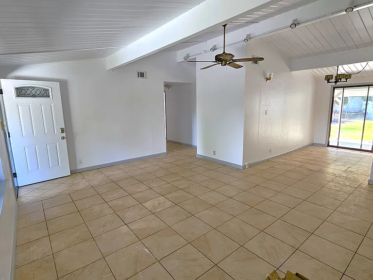 Living room and dining room area