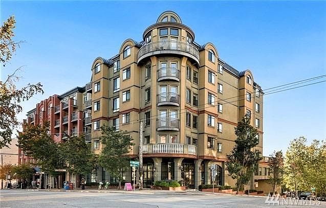 Front of condo building. Penthouse suite is at the top with the wrap-around deck.