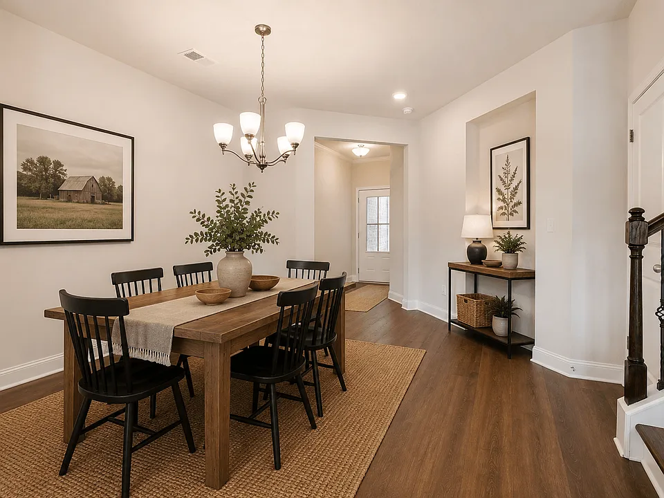 The Dylan Floor Plan welcomes you with an inviting entryway and elegant dining space.