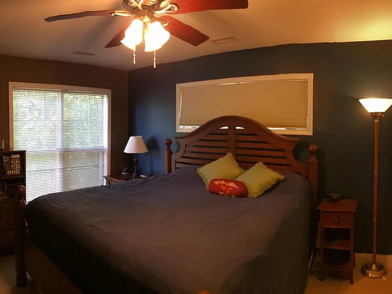 Primary Bedroom, King-size bed in picture (walls have been painted gray)