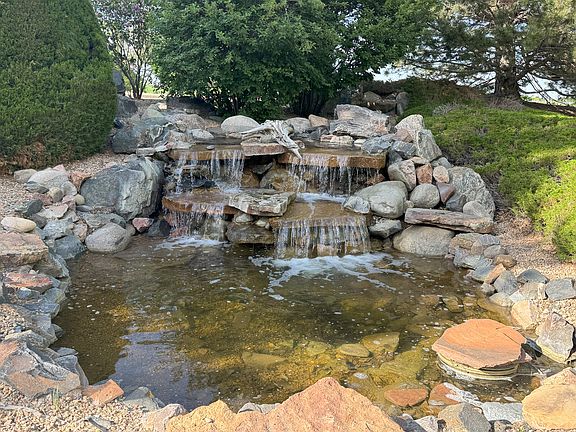 Outside water feature facing house