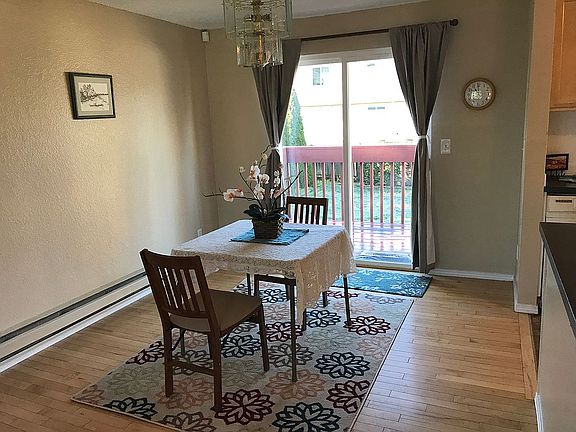 Dining area with patio door.