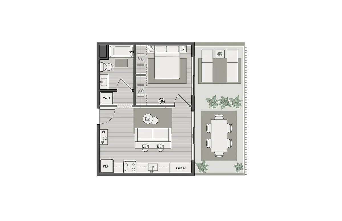 Floor plan One Bedroom, One Bath