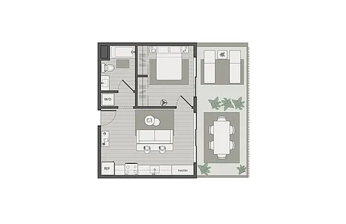 Floor plan One Bedroom, One Bath