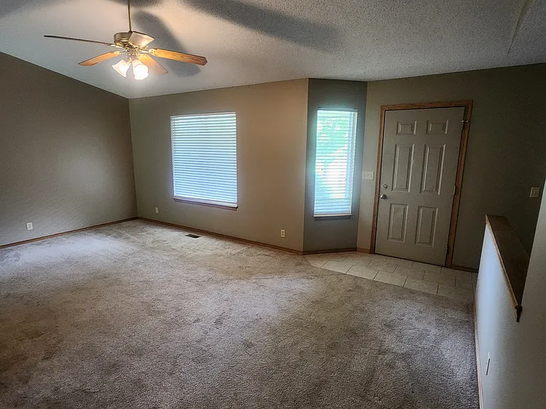 Living room view to front door