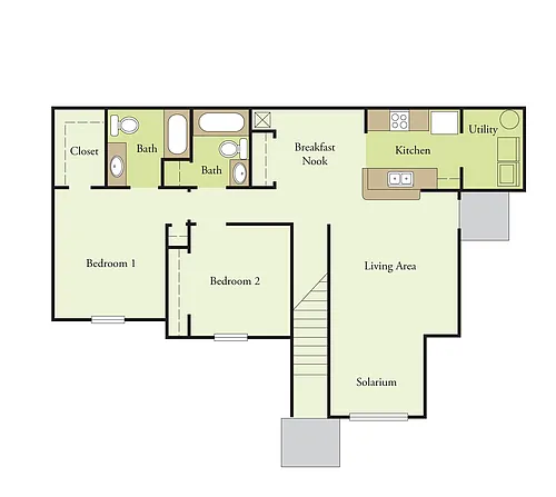 Floor plan Two Bedroom Two Bath