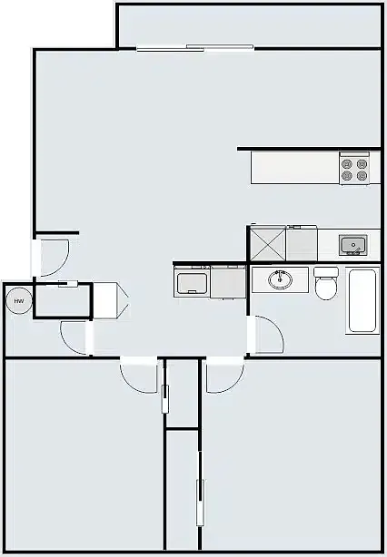 Floor plan 2 Bedroom 1 Bath