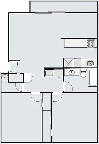 Floor plan 2 Bedroom 1 Bath