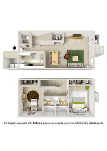 Floor plan TWO BEDROOM TWO & A HALF BATH TOWNHOUSE