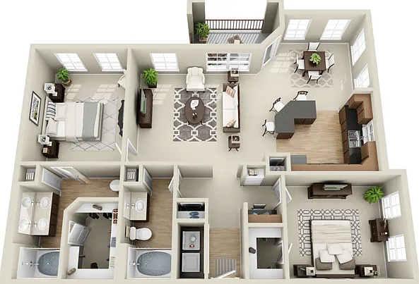 2CGn1 Floorplan | 2 Bed, 2 Bath 2CGn1 Floorplan | 2 Bed, 2 Bath
