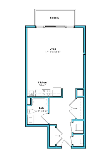 Floor plan Studio (628 SF)