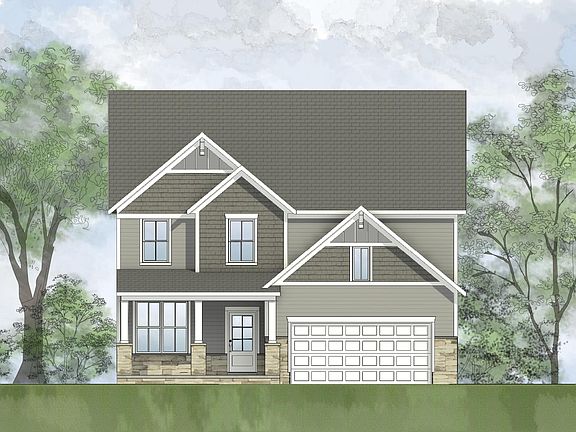 stone, shakes and siding house with front porch