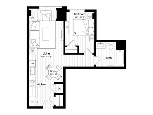 Floor plan MA20 | 1 Bed | 1 Bath