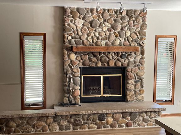 Natural stone wood burning fire place
